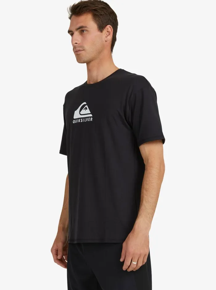 Quiksilver Solid Streak Short Sleeve UPF 50 Surf TShirt Black Mens Rashguards Quiksilver Solid Streak Short Sleeve UPF 50 Surf TShirt Black Mens Rashguards