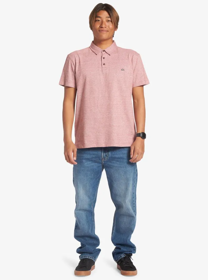 Quiksilver Sunset Cruise Short Sleeve Polo Shirt Red Ochre Mens Shirts and Polos