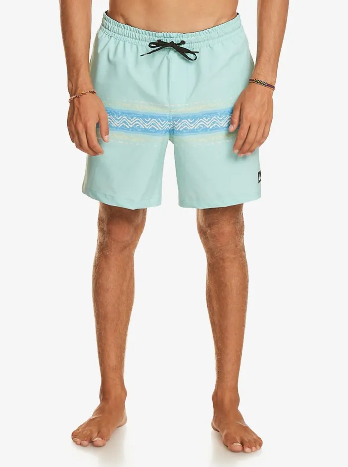 Quiksilver Surfsilk Mesa Stripe 17034 Volleys Pastel Turquoise Mens Elastic Waist