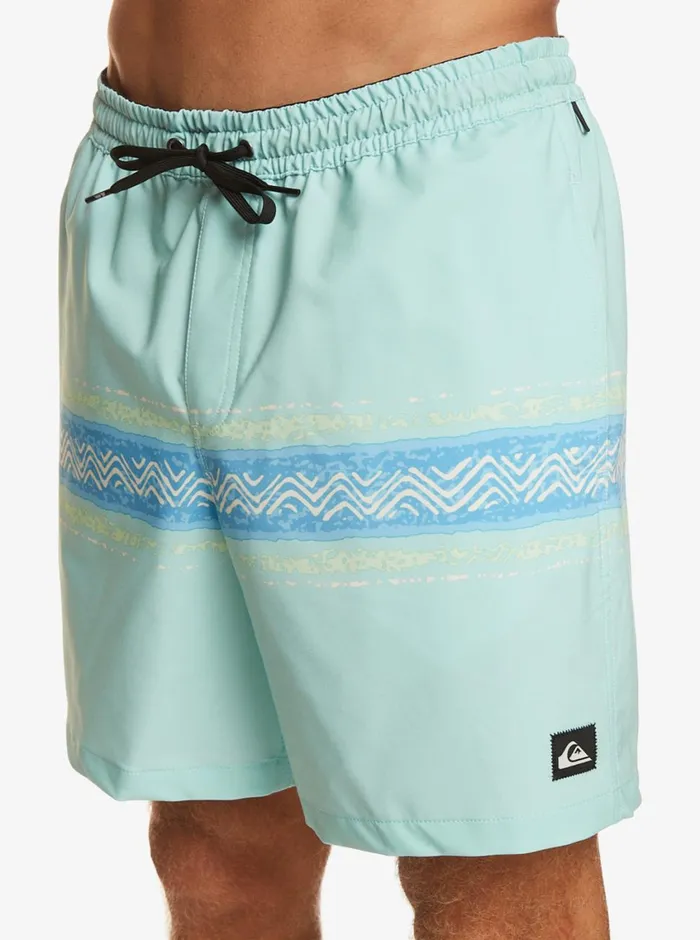 Quiksilver Surfsilk Mesa Stripe 17034 Volleys Pastel Turquoise Mens Elastic Waist
