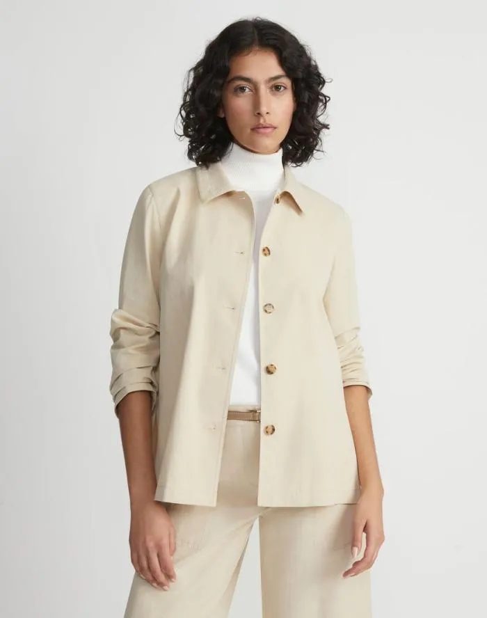 Ready To Wear BiStretch Pima Cotton Buttoned Shirt Jacket Royal Blue Lafayette 148 New York Jackets and Blazers