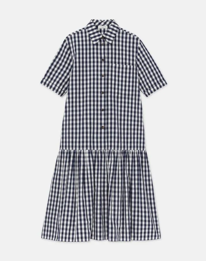 Ready To Wear Gingham Crinkle CottonLinen Drop Waist Shirtdress Midnight Blue Multi Lafayette 148 New York Dresses Ready To Wear Gingham Crinkle CottonLinen Drop Waist Shirtdress Midnight Blue Multi Lafayette 148 New York Dresses