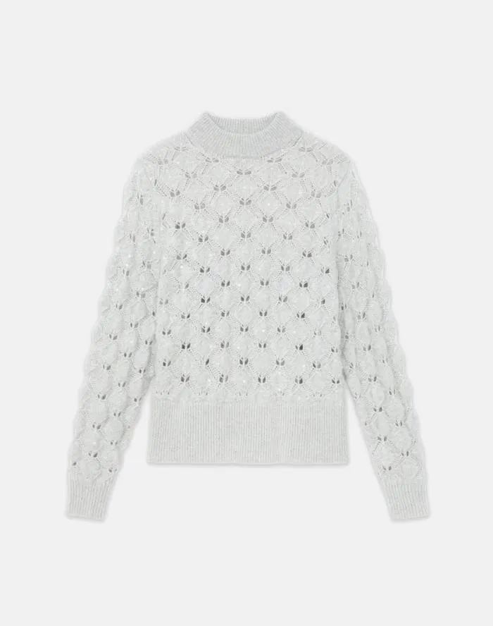 Ready To Wear HandEmbellished CashmereAlpaca Lace Stitch Sweater Grey Heather Lafayette 148 New York Sweaters and Knits Ready To Wear HandEmbellished CashmereAlpaca Lace Stitch Sweater Grey Heather Lafayette 148 New York Sweaters and Knits