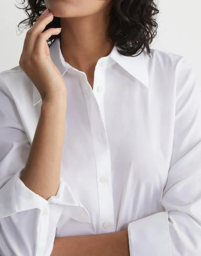 Ready To Wear Kennedy Shirt In Italian Stretch Cotton White Lafayette 148 New York Blouses and Shirts