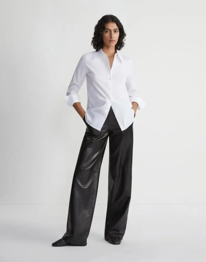 Ready To Wear Kennedy Shirt In Italian Stretch Cotton White Lafayette 148 New York Blouses and Shirts