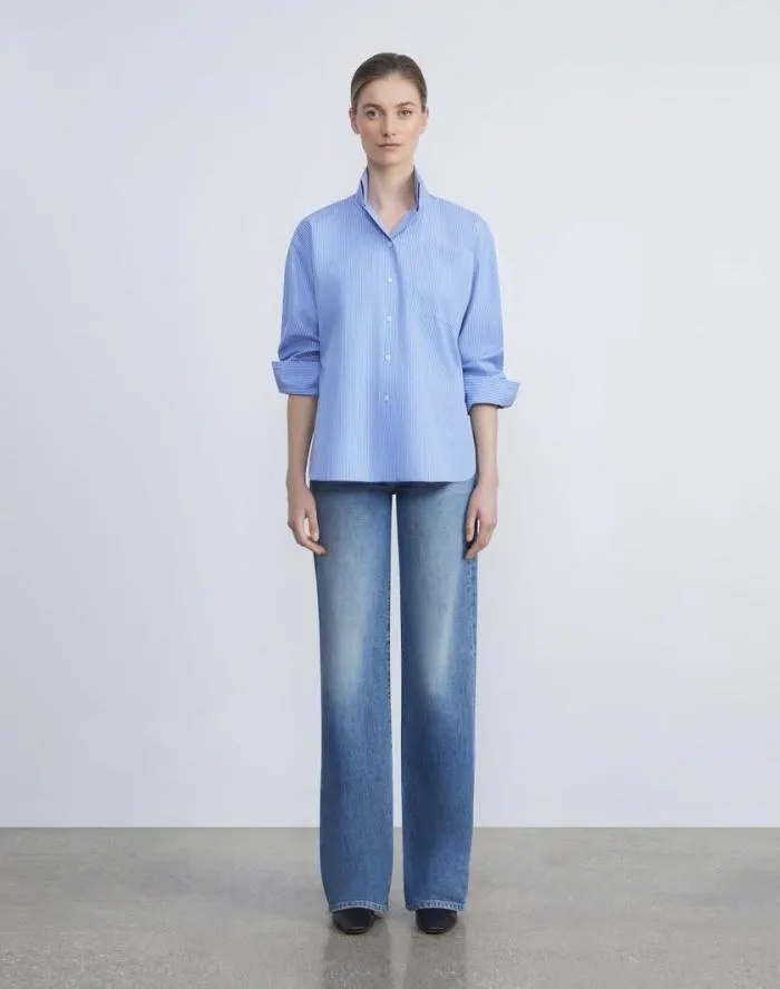 Ready To Wear L148 Denim Wyckoff WideLeg Jean Faded Skyline Lafayette 148 New York Pants and Shorts