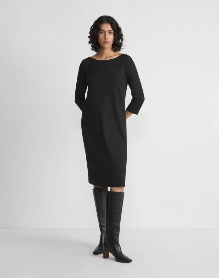 Ready To Wear Lightweight Punto Milano ALine Shift Dress Black Lafayette 148 New York Dresses