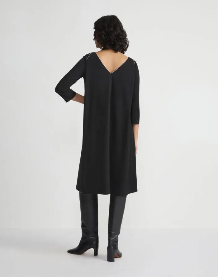 Ready To Wear Lightweight Punto Milano ALine Shift Dress Black Lafayette 148 New York Dresses