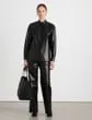 Ready To Wear Nappa Lambskin Leather Shirt Jacket Black Lafayette 148 New York Leathers and Suedes