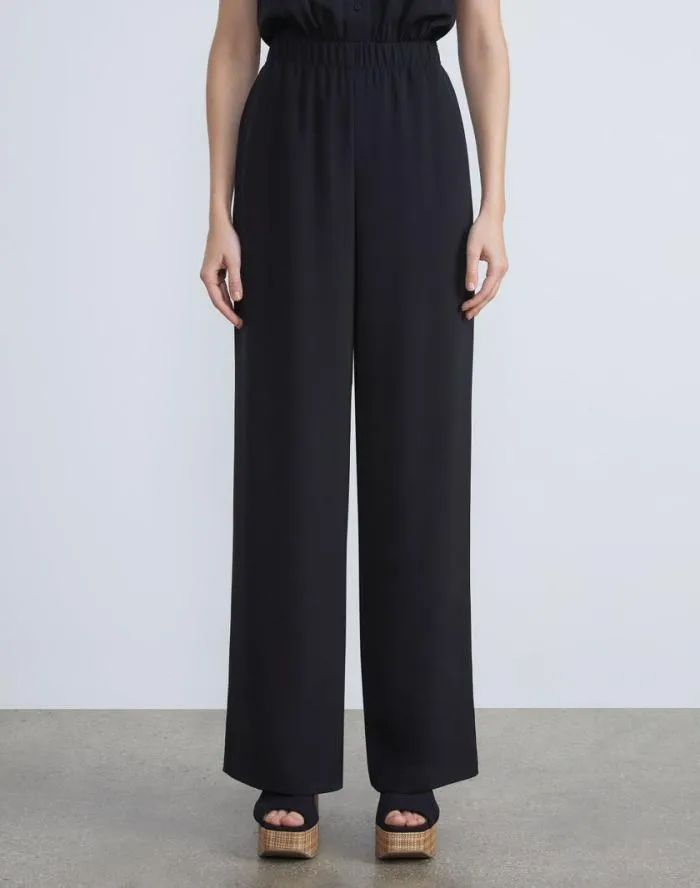 Ready To Wear Organic Silk Crepe De Chine Perry Pant Black Lafayette 148 New York Pants and Shorts