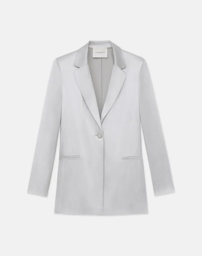 Ready To Wear Satin Single Button Blazer Pale Grey Lafayette 148 New York Jackets and Blazers Ready To Wear Satin Single Button Blazer Pale Grey Lafayette 148 New York Jackets and Blazers