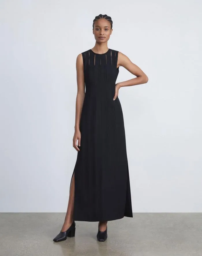 Ready To Wear WoolSilk Crepe Cutout Gown Black Lafayette 148 New York Dresses