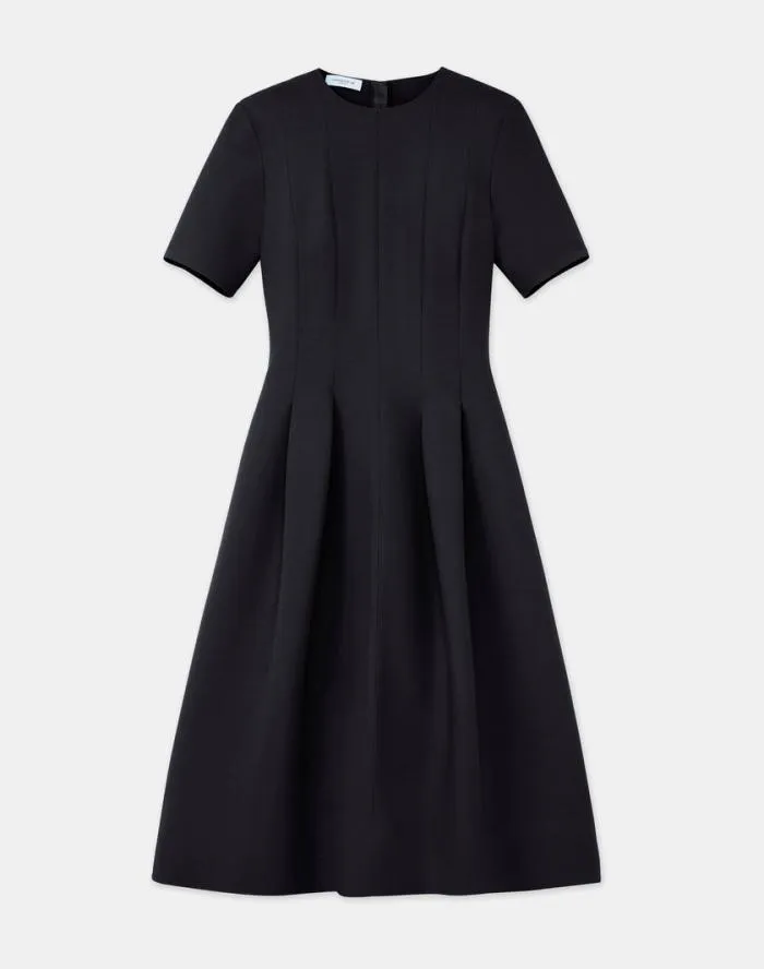Ready To Wear WoolSilk Crepe Dress Black Lafayette 148 New York Dresses
