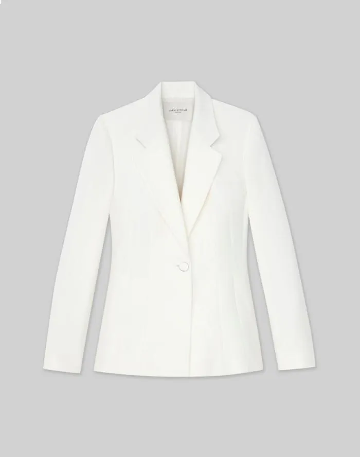 Ready To Wear WoolSilk Crepe Single Button Blazer Cloud Lafayette 148 New York Jackets and Blazers Ready To Wear WoolSilk Crepe Single Button Blazer Cloud Lafayette 148 New York Jackets and Blazers
