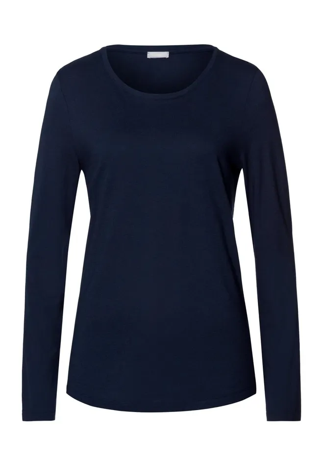 Relaxed Round Neck Top Deep Navy Women HANRO Pajama Tops