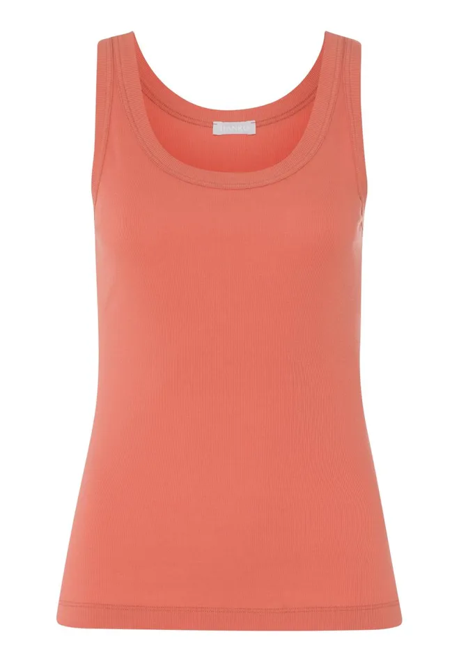 Ribbed Cotton Tank Top Apricot Brandy Women HANRO Lounge Tops