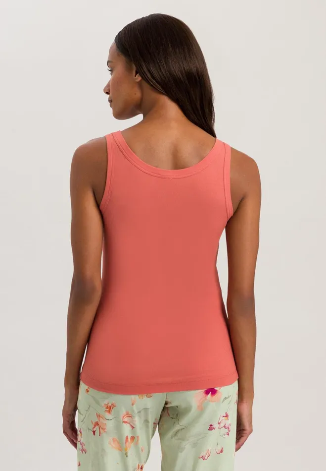 Ribbed Cotton Tank Top Apricot Brandy Women HANRO Lounge Tops