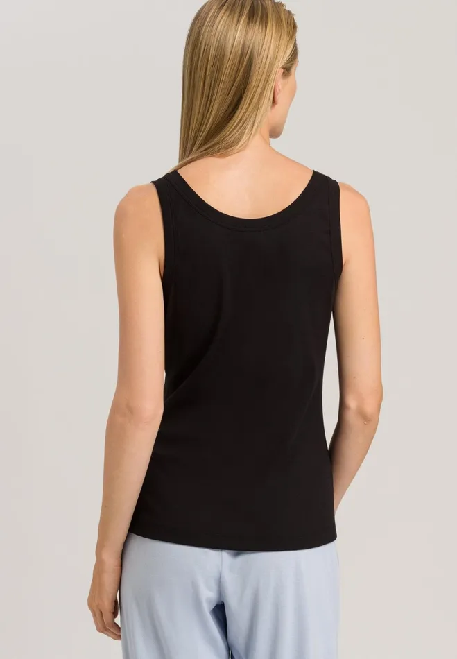 Ribbed Cotton Tank Top Black Women HANRO Pajama Tops