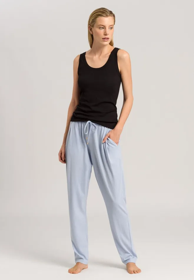 Ribbed Cotton Tank Top Black Women HANRO Pajama Tops
