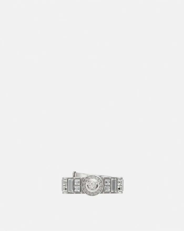 Rings Women Versace Crystal Gianni Ribbon Ring Silver