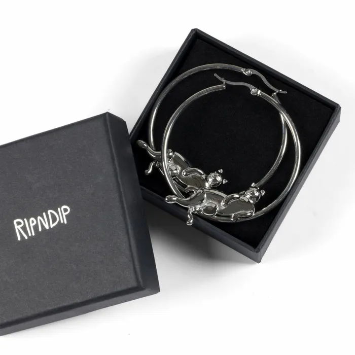 Ripndip Catstanza Hoop Earrings Silver Accessories Ripndip Catstanza Hoop Earrings Silver Accessories