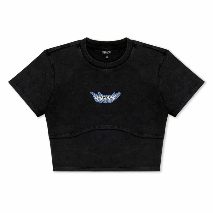 Ripndip DND Cropped Baby Tee Black Vintage Short Sleeve Tees