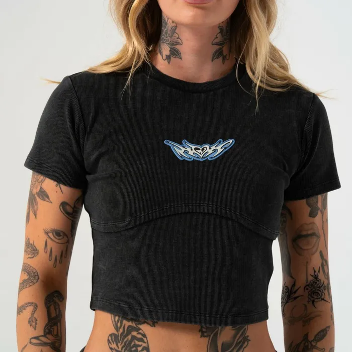 Ripndip DND Cropped Baby Tee Black Vintage Short Sleeve Tees Ripndip DND Cropped Baby Tee Black Vintage Short Sleeve Tees