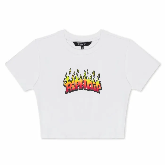 Ripndip Scary Cute Cropped Baby Tee White Womens