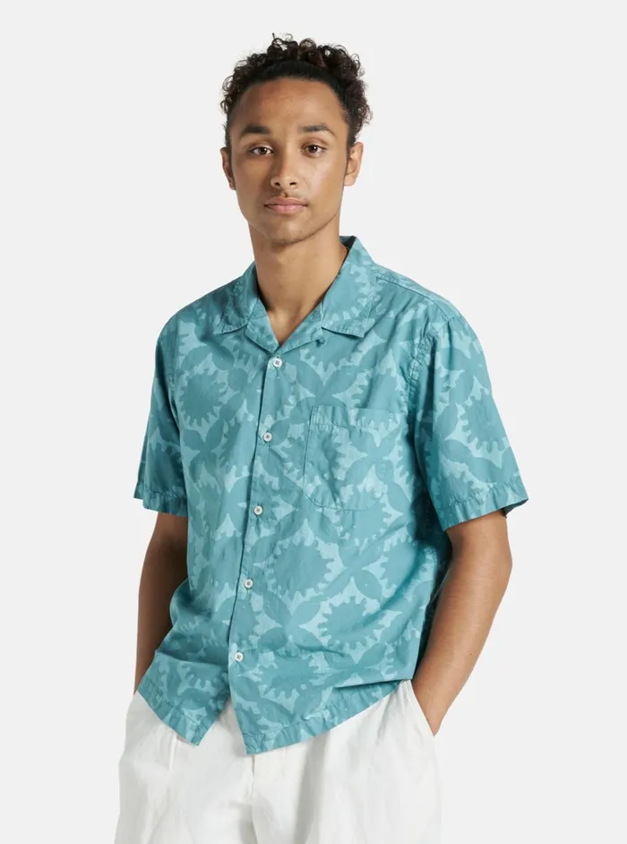 Road Shirt In Sea Blue Sun Print Men Universal Works Shirts