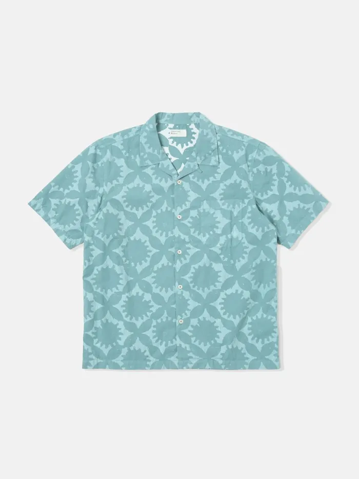 Road Shirt In Sea Blue Sun Print Men Universal Works Shirts