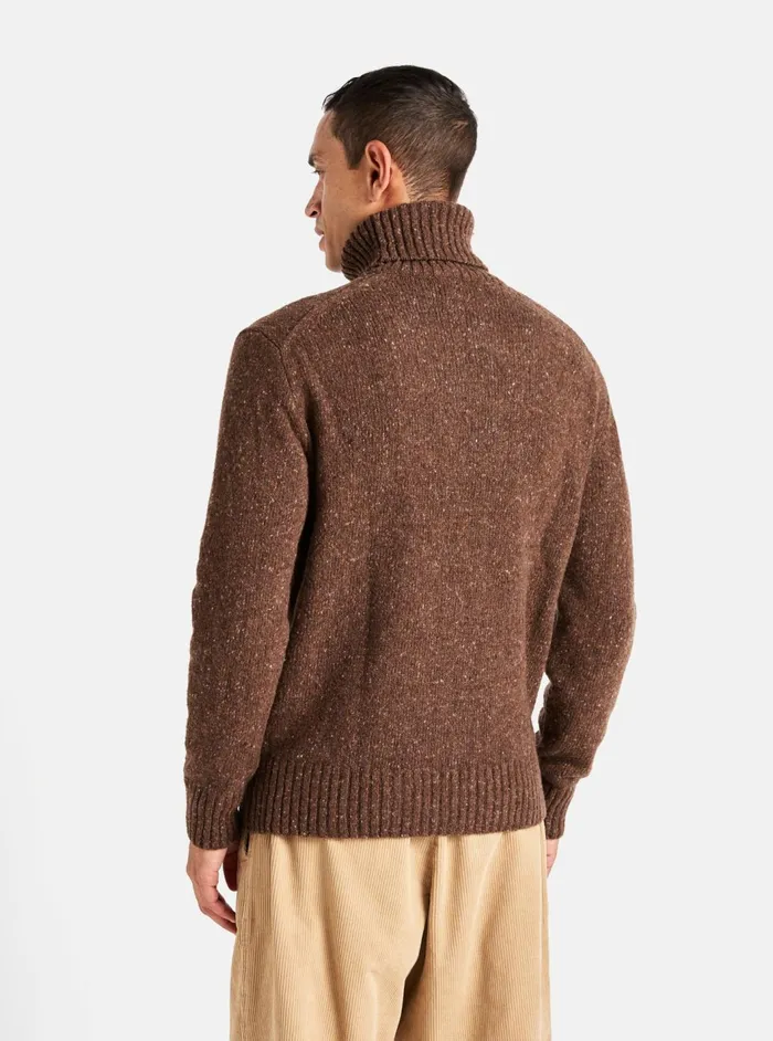Roll Neck In Brown Tweed Knit Men Universal Works Knitwear