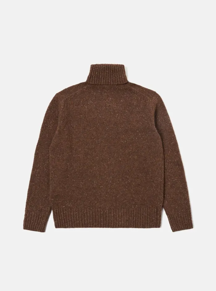 Roll Neck In Brown Tweed Knit Men Universal Works Knitwear