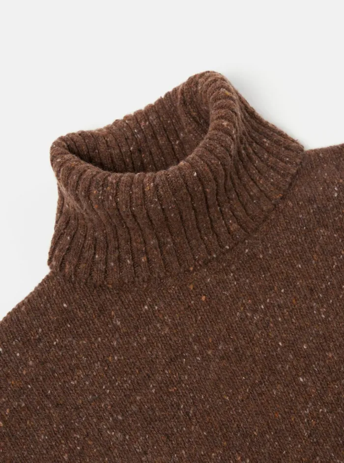 Roll Neck In Brown Tweed Knit Men Universal Works Knitwear