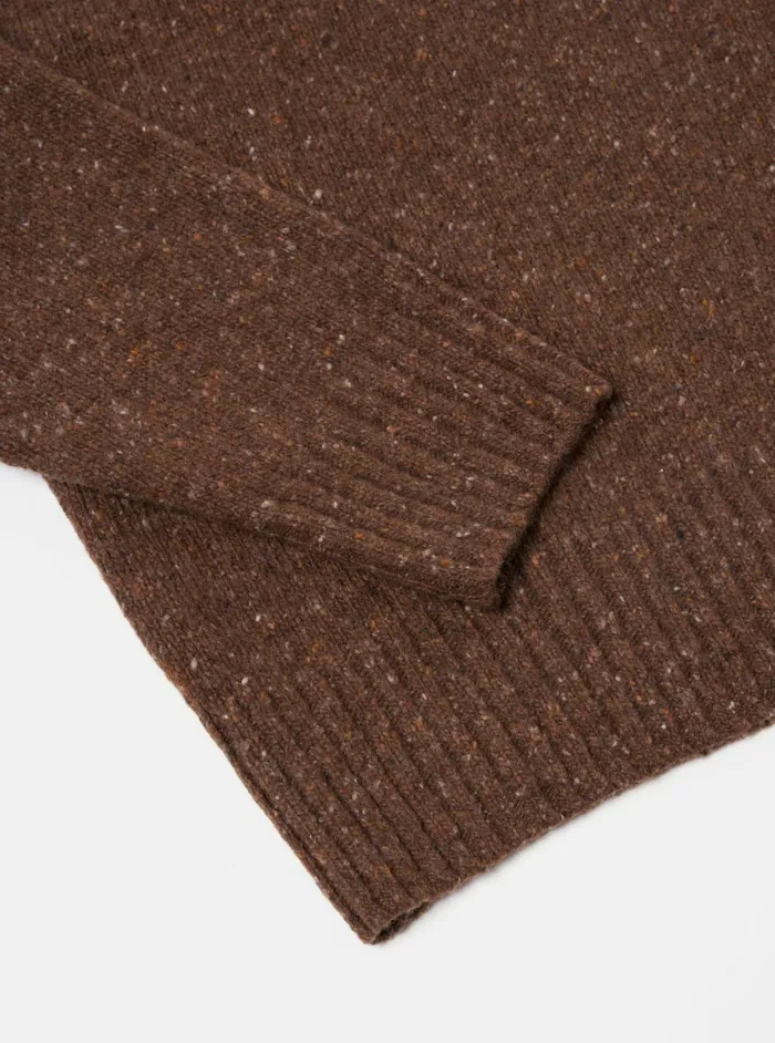 Roll Neck In Brown Tweed Knit Men Universal Works Knitwear