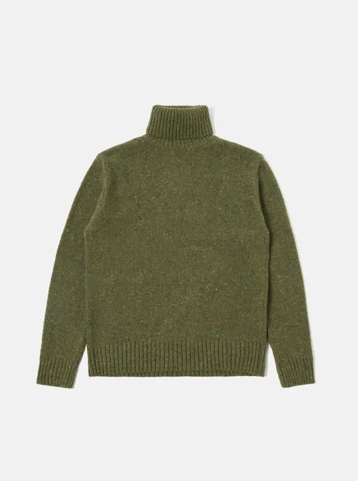 Roll Neck In Green Tweed Knit Men Universal Works Knitwear