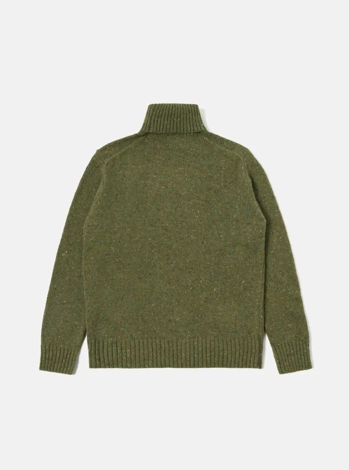 Roll Neck In Green Tweed Knit Men Universal Works Knitwear