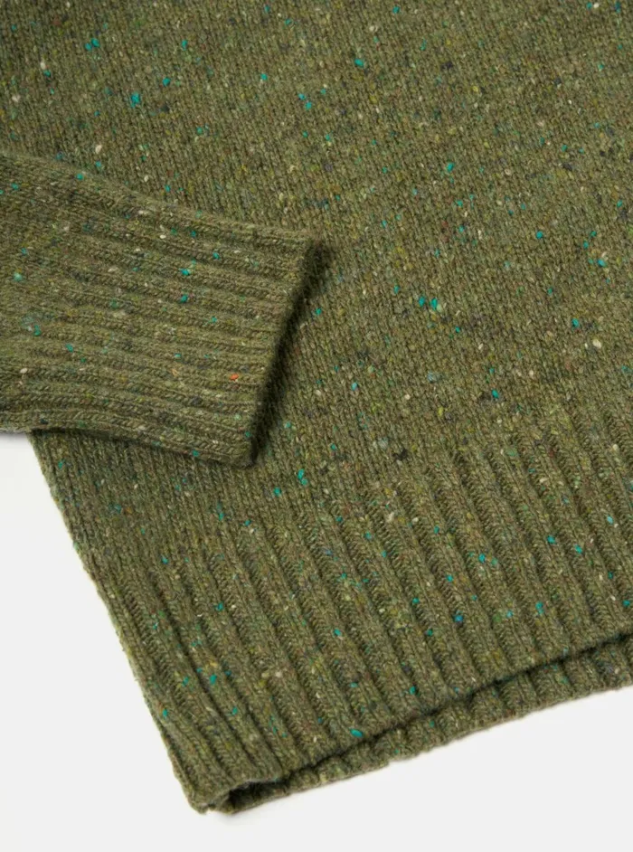Roll Neck In Green Tweed Knit Men Universal Works Knitwear