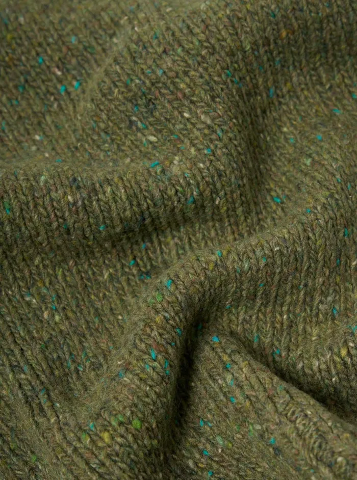 Roll Neck In Green Tweed Knit Men Universal Works Knitwear