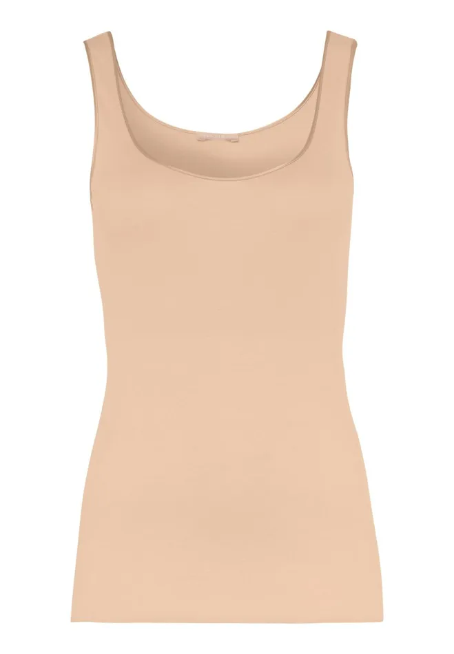 Round Neck Cotton Tank Top Beige Women HANRO Tank Tops