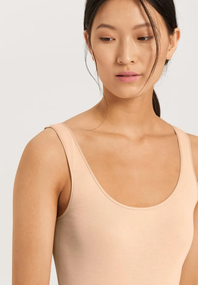 Round Neck Cotton Tank Top Beige Women HANRO Tank Tops