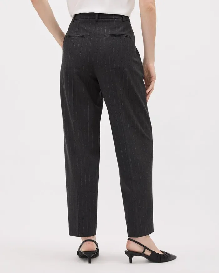 RWandCO Barrel Leg Striped HighRise Barrel Pant Grey Striped 8211 Women RWandCO Barrel Leg Striped HighRise Barrel Pant Grey Striped 8211 Women