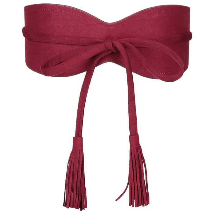RWandCO Belts Allegra K Wide Belt Wrap Obi Waistband Faux Suede Wine Red 8211 Women RWandCO Belts Allegra K Wide Belt Wrap Obi Waistband Faux Suede Wine Red 8211 Women