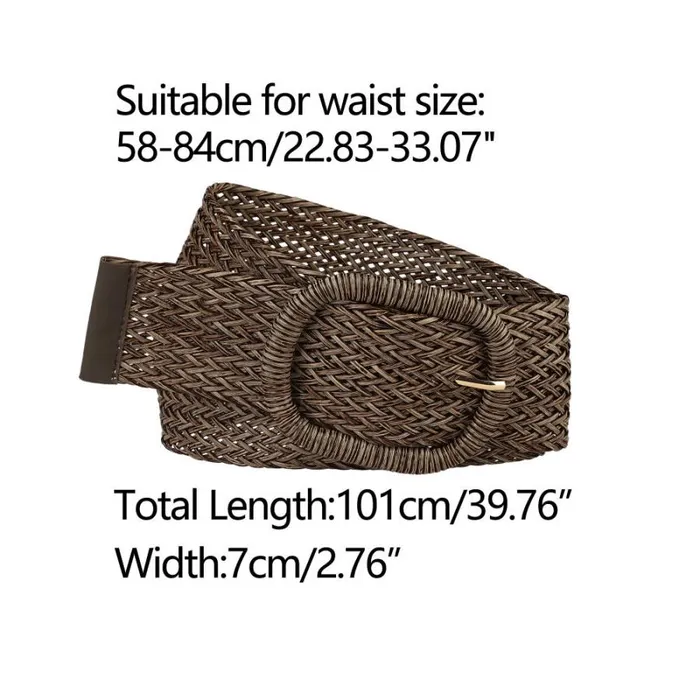 RWandCO Belts Allegra K Wide Waist Braided Woven Belts Chunky Buckle Coffee 8211 Women RWandCO Belts Allegra K Wide Waist Braided Woven Belts Chunky Buckle Coffee 8211 Women