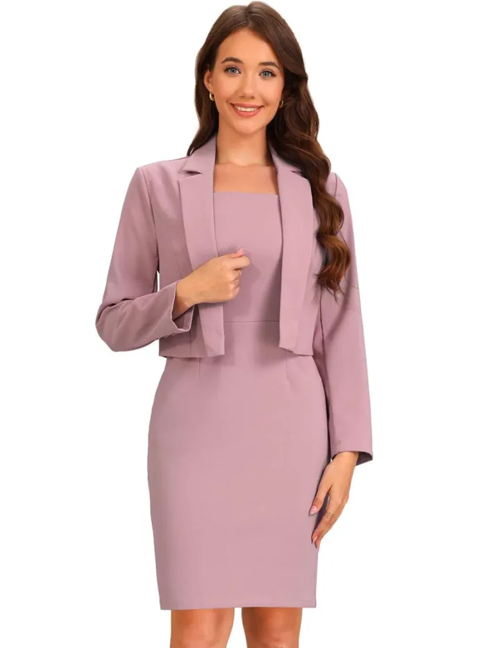 RWandCO Blazers Allegra K 8211 Sleeveless Dress Cropped Blazer Suit Grey Pink 8211 Women RWandCO Blazers Allegra K 8211 Sleeveless Dress Cropped Blazer Suit Grey Pink 8211 Women