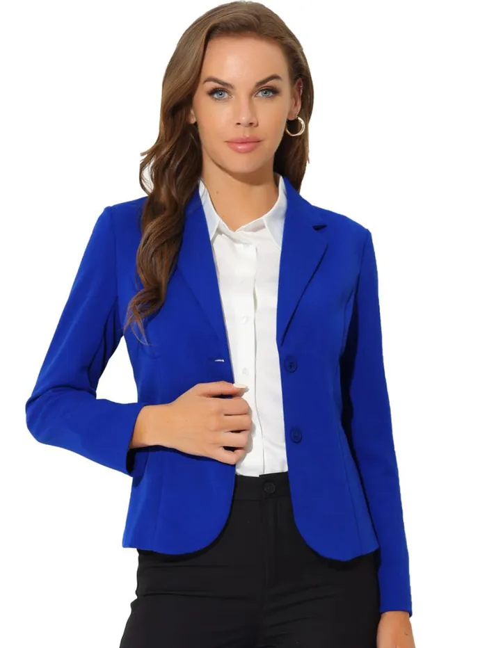RWandCO Blazers Allegra K Lapel Collar Stretchy Jacket Suit Blazer Royal Blue 8211 Women RWandCO Blazers Allegra K Lapel Collar Stretchy Jacket Suit Blazer Royal Blue 8211 Women