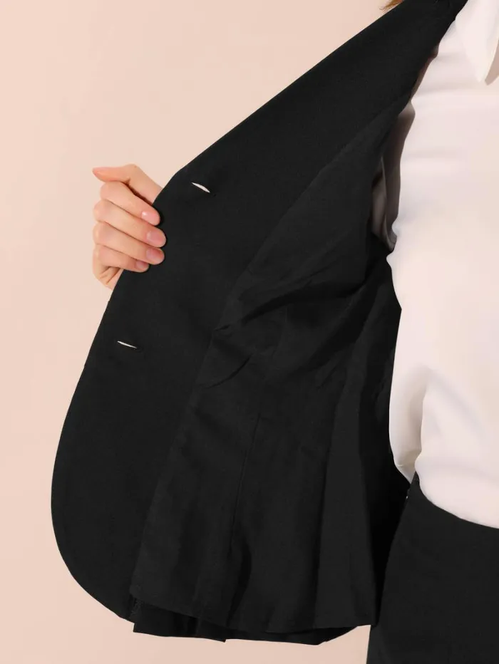 RWandCO Blazers Allegra K Suit Set2 Pieces Peplum Blazer And Pencil Skirt Black 8211 Women