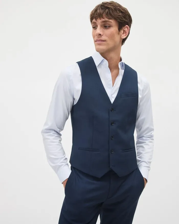 RWandCO Blazers Essential Navy Suit Vest Navy Blue 8211 Men