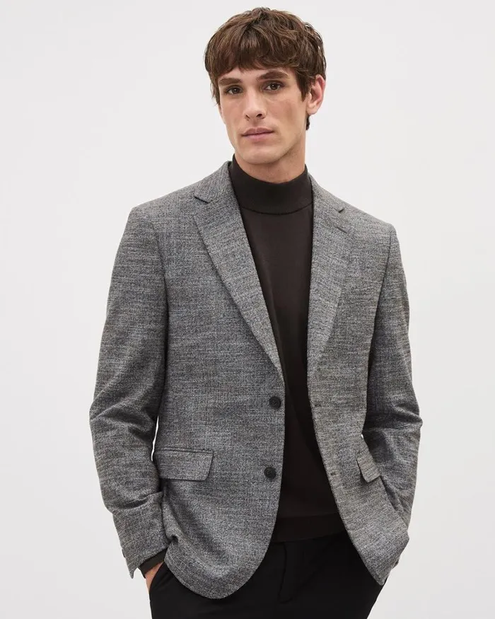 RWandCO Blazers Grey SlimFit Textured Blazer Grey 8211 Men