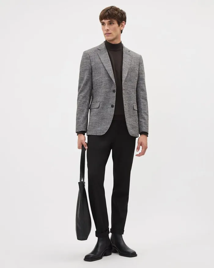 RWandCO Blazers Grey SlimFit Textured Blazer Grey 8211 Men