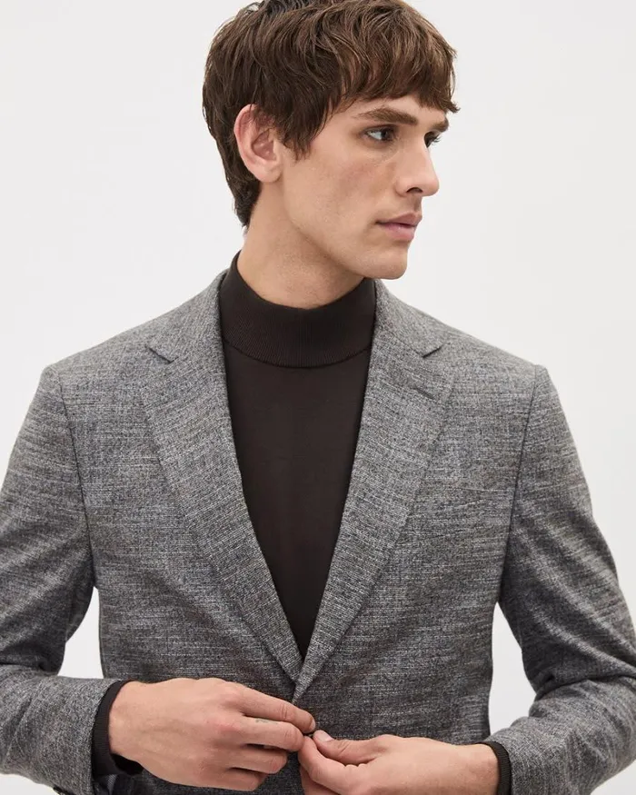 RWandCO Blazers Grey SlimFit Textured Blazer Grey 8211 Men